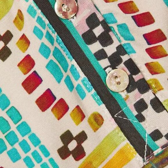 Johnny Was Etris Janie Favorite Long Sleeve Button Henley Tee Shirt Beige Top NW - Picture 9 of 10